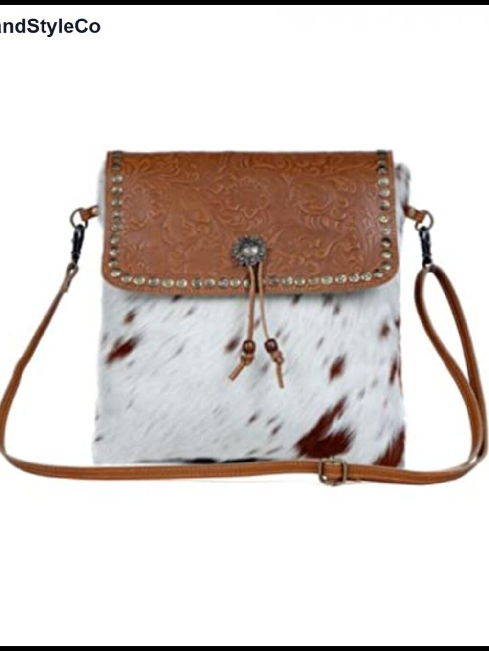 Leather & Hairon Hobo Bag Animal Print Top-Handle Handbag